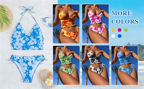 Amazon Sweatyrocks Women S Causal Halter Tie Side Bikini Two Piece
