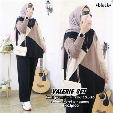 Jual Valerie Set Terbaru 2024 Atasan Dan Celana Mat Knit Premium Set