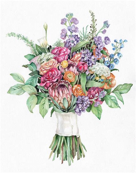 Personalized Watercolor Bouquet Painting This Is An Original Custom