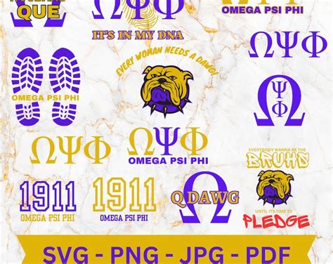 13 Cut File Bundle Omega Psi Phi Fraternity Bundle Svg 1911 Svg Que Que