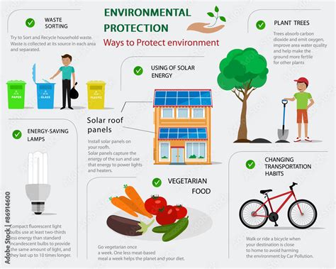 Environmental Protection Infographic Flat Concept Of Ways To Protect