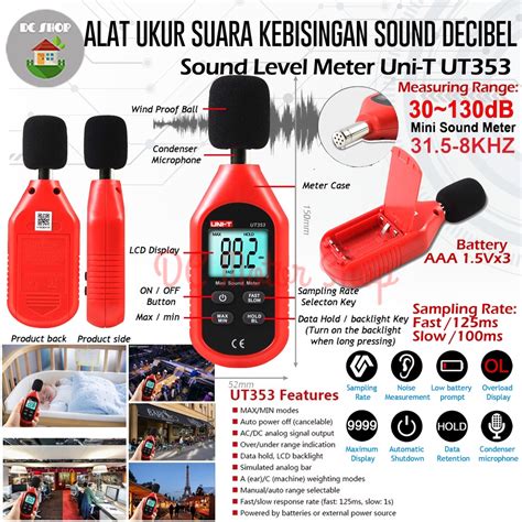 Jual Sound Level Meter Uni T UT353 Alat Ukur Suara Kebisingan Sound