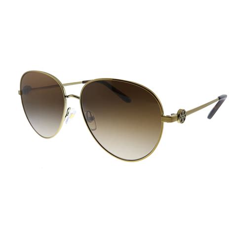 Tory Burch Ty 6082 Metal Womens Aviator Sunglasses Shiny Gold Metal 56mm Adult