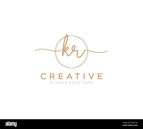 Kr Feminine Logo Beauty Monogram And Elegant Logo Design Handwriting