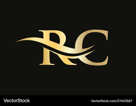 Initial gold letter rc logo design rc logo design Vector Image