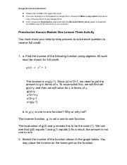 Copy Of Precalculus Honors Module One Lesson Three Activity 4 5 Pdf