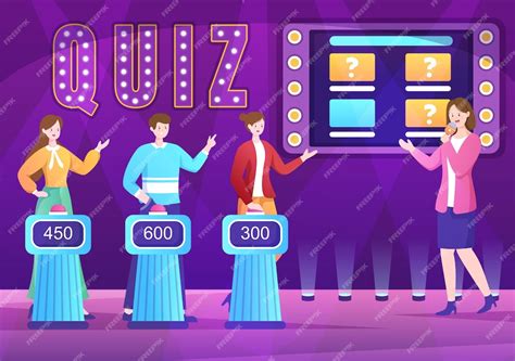 Premium Vector Tv Quiz Show Illustration With Participant Who Answer