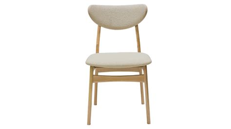 Chaises scandinaves en tissu effet laine bouclée beige et bois clair