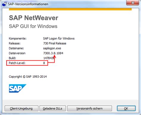 Sap Gui How To Determine The Patch Level Of Sap Gui From A Dump