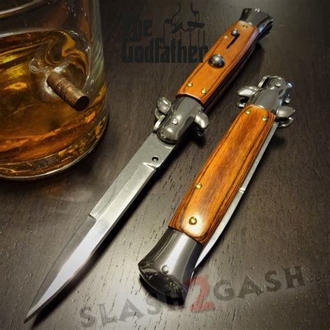 Godfather Stiletto Knife Italian Style Classic Switchblade Rosewood