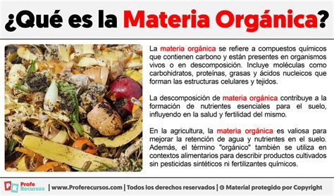 Qué Es La Materia Orgánica