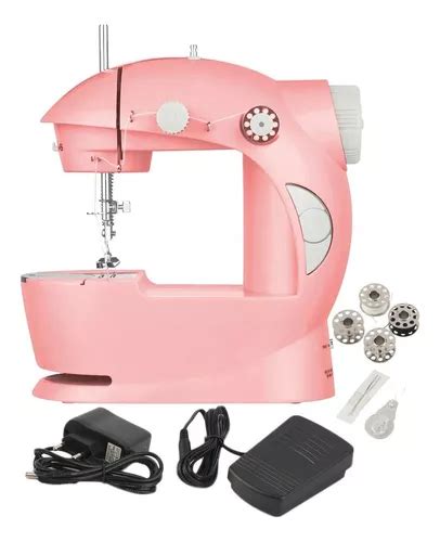 Mini Máquina Costura Portátil Elétrica Pilha Pedal Bivolt Cor Rosa