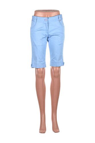 Lija Women Shorts Bermuda Med Blue Cotton Ebay