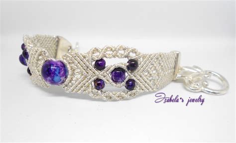 Purple Beaded Macrame Bracelet Izabela Craftwork