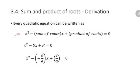 Pasum Fad1013 Math1 Lecture Week3 Part2 Sum And Product Of Roots For