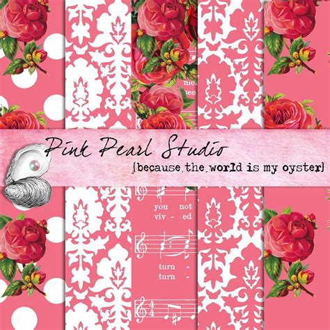 Vintage Shabby Pink Rose Digital Printable Paper Etsy