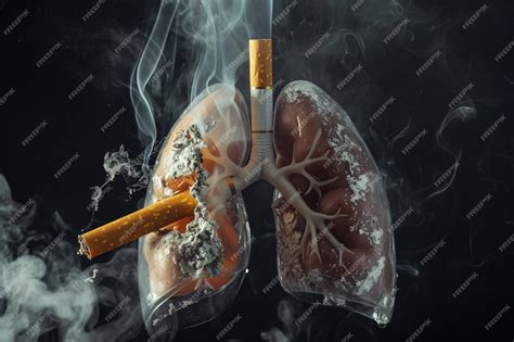 Premium Photo A Cigarette And Lungs With Smoke