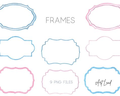 Watercolor Frames, Digital Clipart Frames Clipart, Clip Art Baby Shower ...