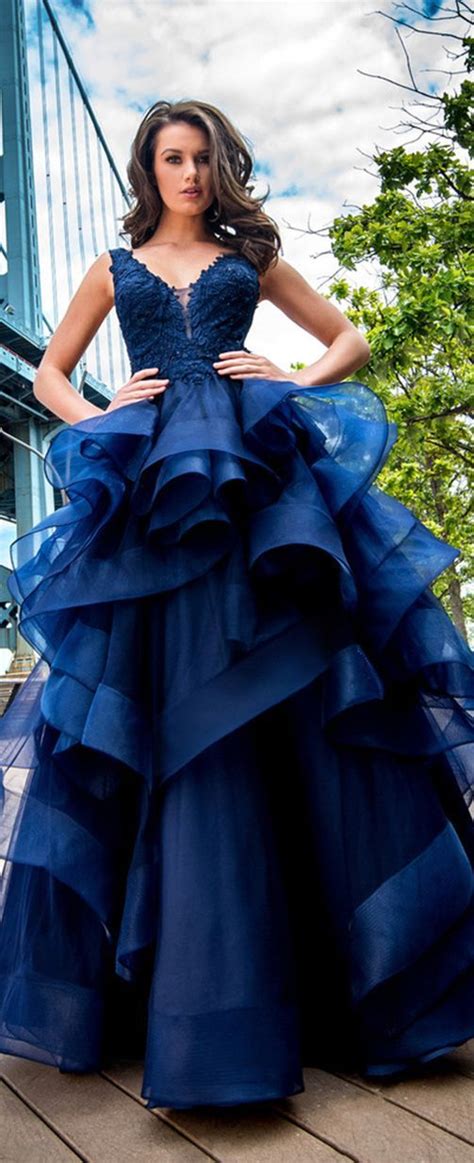 Royal Blue Ruffled Prom Dress Gowns Ball Gowns Dresses