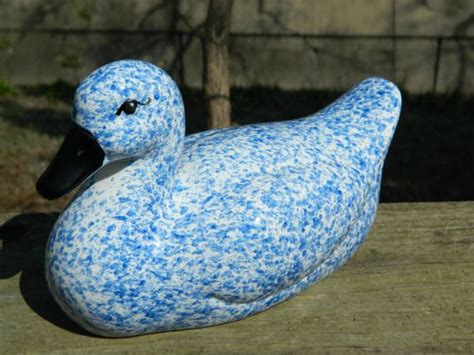 Large Blue And White Duck Decorporcelain Blue And White Etsy Blue