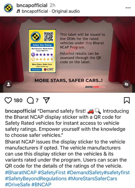 Bharat NCAP QR Code Stickers Launched For Detailed Safety Rating Results