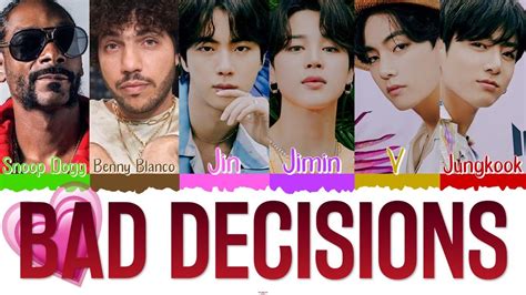 💗 Benny Blanco Ft Bts 방탄소년단 And Snoop Dogg Bad Decisions Color