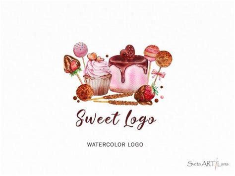 Baking Logo Cake Strawberry Chocolate Watercolor Cupcake Home Bakery