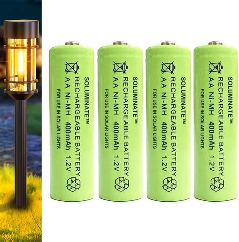 Soluminate AA Solar Light Batteries 400mAh Size AA 1 2V Rechargeable