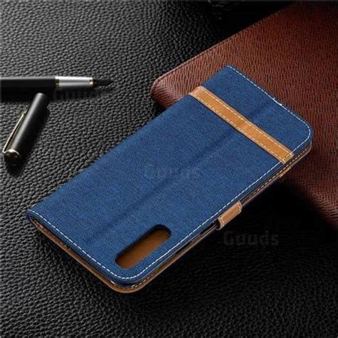 Jeans Cowboy Denim Leather Wallet Case For Samsung Galaxy A50 Dark