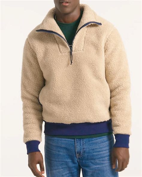 J Crew Nordic Sherpa Fleece Half Zip Pullover For Men