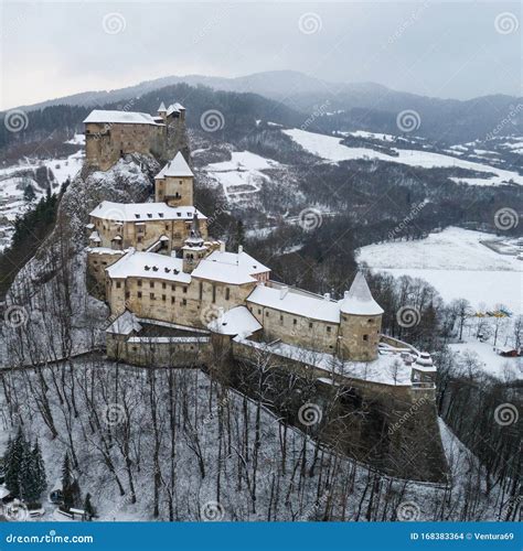 Aerial View of Orava Castle in Winter, Slovakia Stock Photo - Image of ...