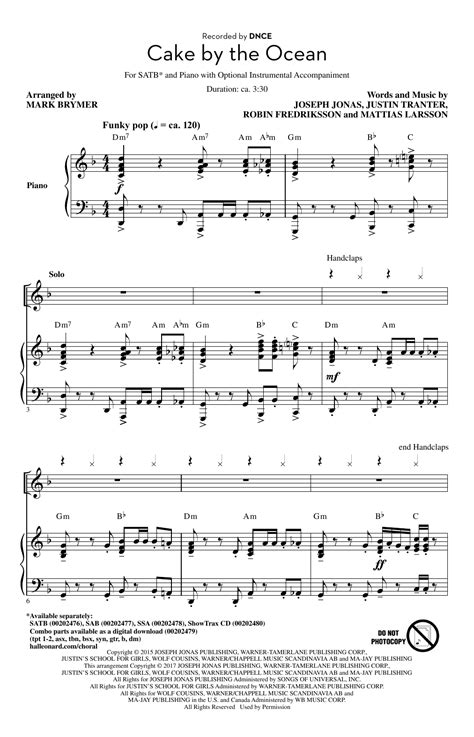 Cake By The Ocean Sheet Music Direct