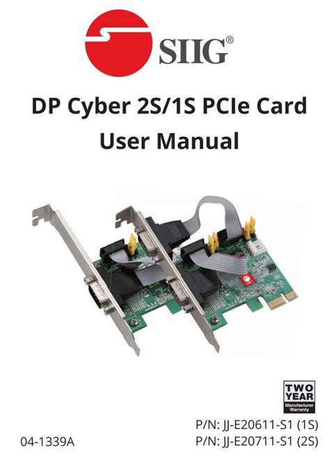 Siig Dp Cyber S S Pcie Card User Manual