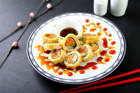 Spicy Tuna Tempura Roll Stock Photos