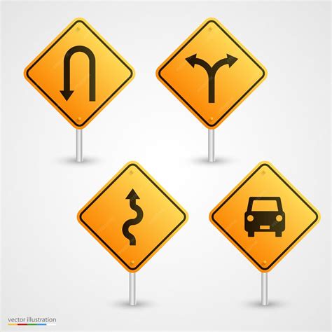 Premium Vector Set Road Sign Art Direction Vector Illustration