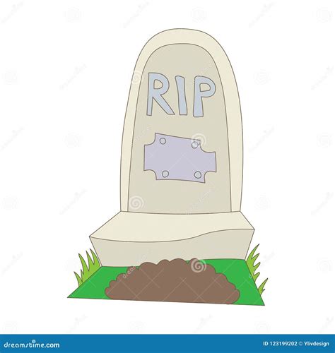 Tombstone With Rip Icon Cartoon Style Stock Illustration