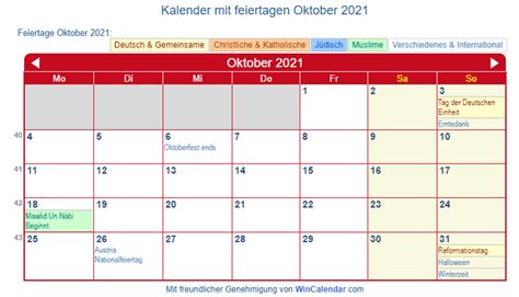 Deutschland Kalender Zum Drucken Oktober 2021