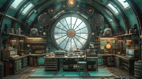 Premium Photo | Steampunk submarine interior with intricate machinery ...