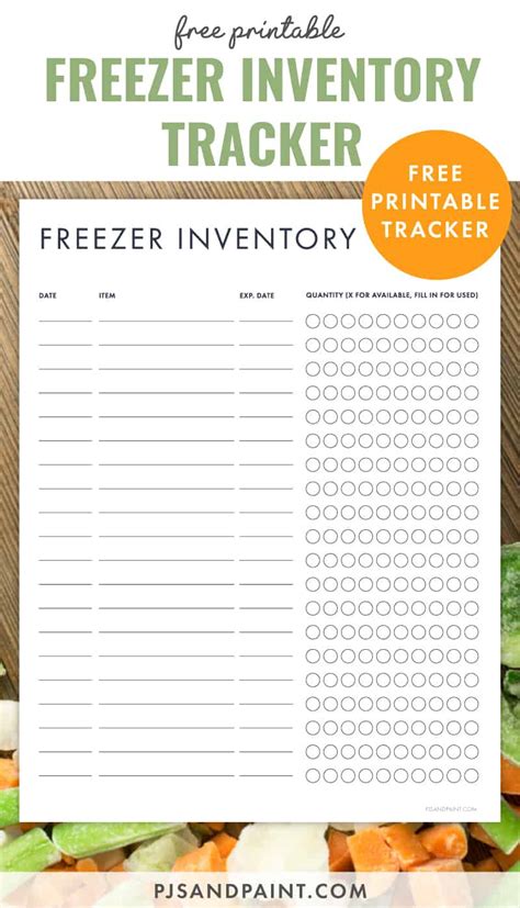 Printable Freezer Inventory Form