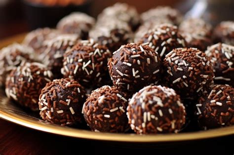 Premium AI Image | chocolate balls with white sprinkles on them are on a plate.