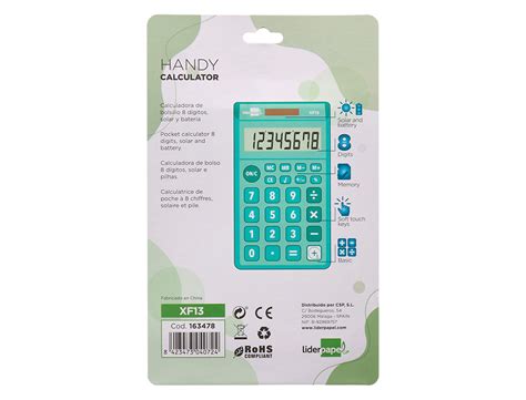 Tirvit Calculatrice De Poche Liderpapel Xf Chiffres Solaire Et