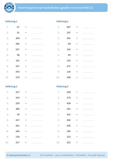 Rond Het Getal Af Op Honderdtallen Getallen Tot En Met 500 2
