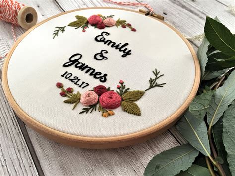 Wedding Embroidery Hoop Broderie Embroidery Hoop Art Etsy