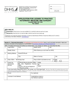 Fillable Online Dhhs Ne APPLICATION FOR A NEBRASKA LICENSE TO PRACTICE