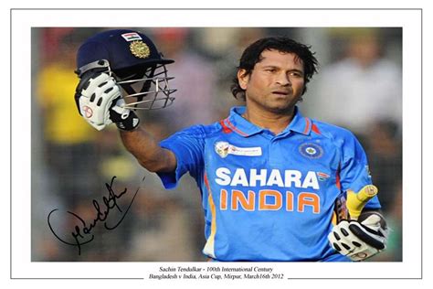 SACHIN TENDULKAR 100TH CENTURY INDIA CRICKET SIGNED AUTOGRAPH PHOTO