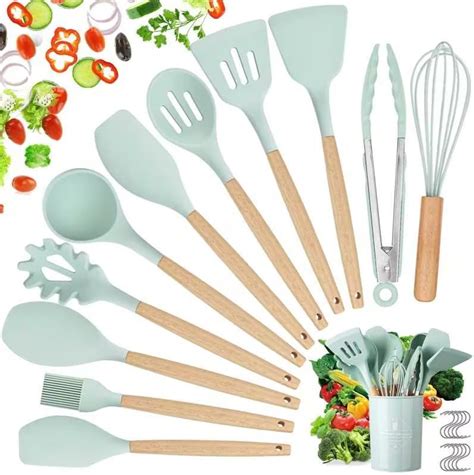 Ustensiles De Cuisine En Silicone Et Bois Hicoosee 22 PCS Accessoire