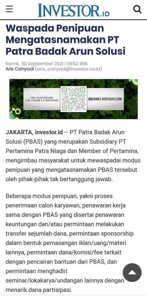 [salah] Lowongan Kerja Pt Patra Badak Arun Solusi Turnbackhoax Id