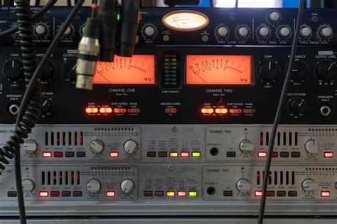 premium photo studio amplifier closeup  sliders  knobs