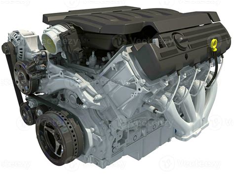 car engine  rendering  white background  stock photo