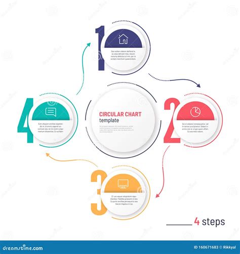 Plantilla De GrÃ¡fico Circular De Proceso De InfografÃ­a Por Vectores Cuatro Pasos De Progresi